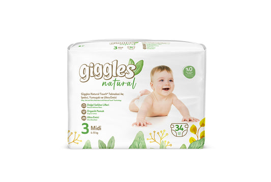 PAÑAL GIGGLES NATURAL 3 MIDI 34UN