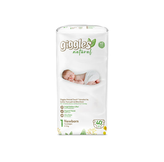 PAÑAL GIGGLES NATURAL 1 NEWBORN 40UN